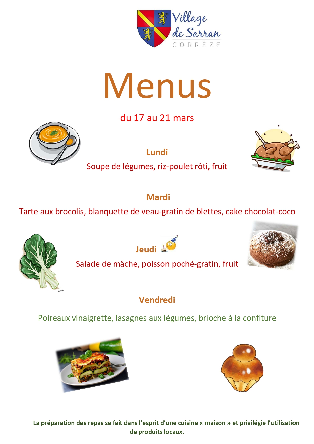 Menus du 17 au 21 mars