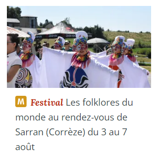 2022 08 01 Festival Les folklores du monde au rendez vous de Sarran Corrèze du 3 au 7 août