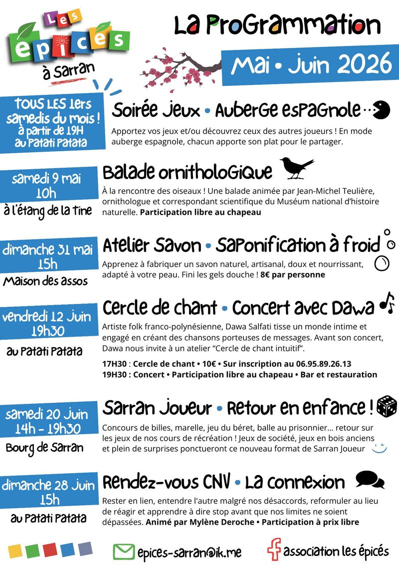 le programme des prochaines festivités des Épicés